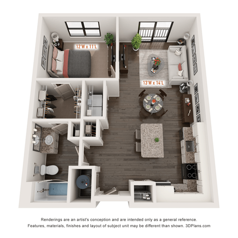 1 bedroom 1 bath A at The Augustan, Augusta, GA